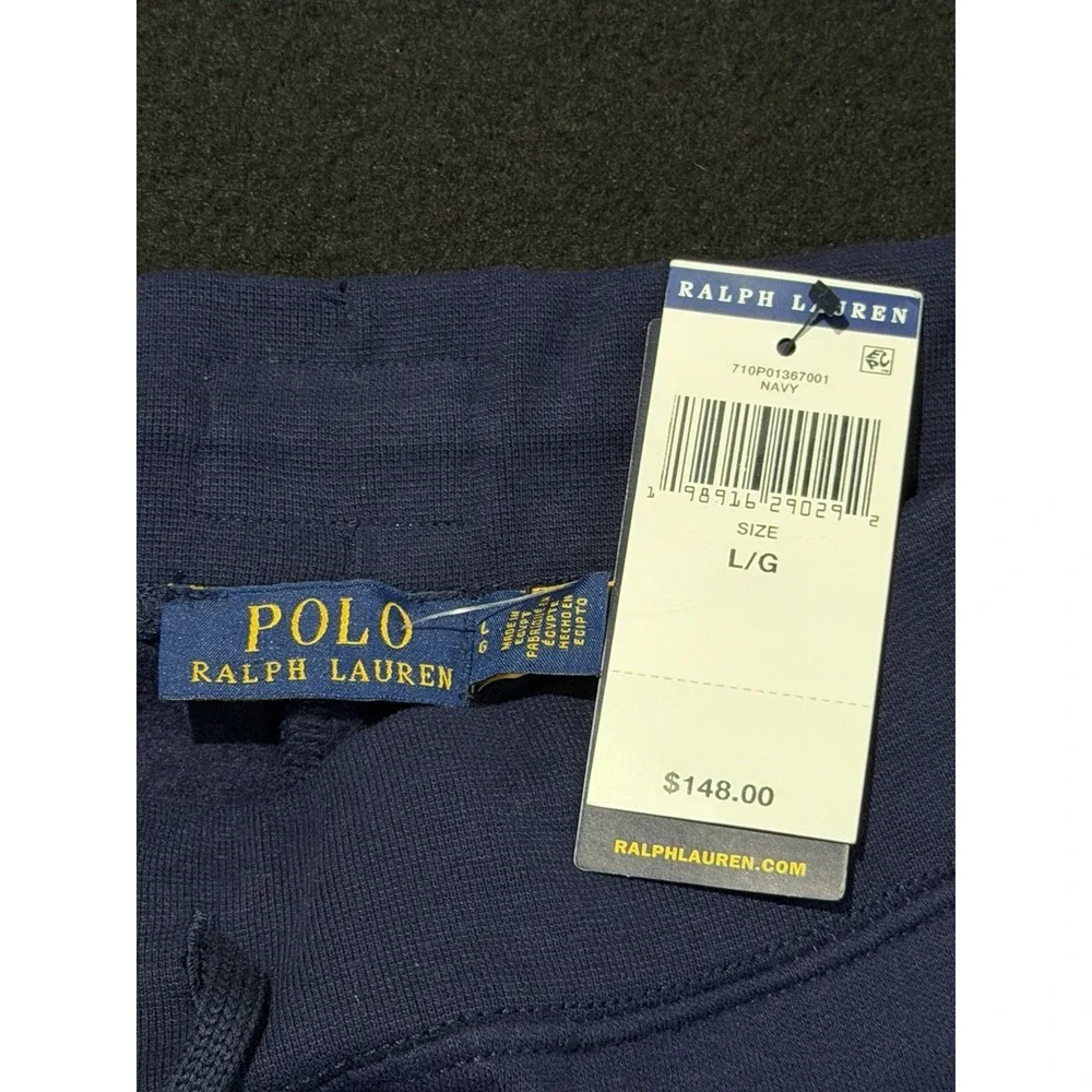 Polo Ralph Lauren Navy Embroidered Logo Fleece Jogger Pants Mens Large NWT